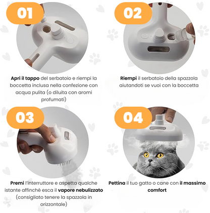 Spazzola a Vapore 3in1 per animali