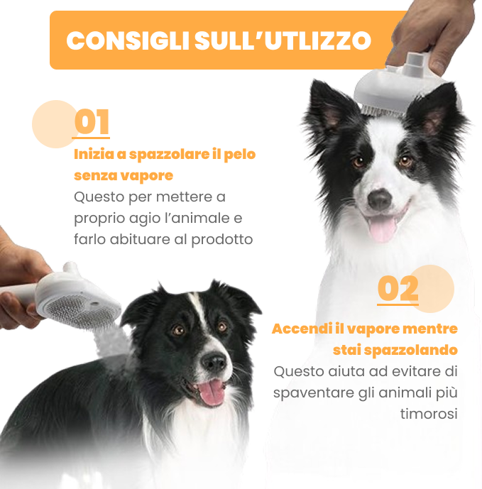 Spazzola a Vapore 3in1 per animali